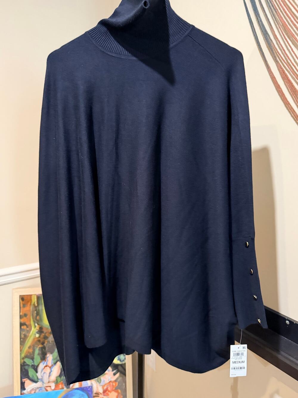 turtleneck with long sleeve and button detail nwt m